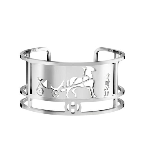 HERMES/爱马仕 经典Calèche系列 小号925纯银镂空马车图案手镯H119461B（新品首饰 ）