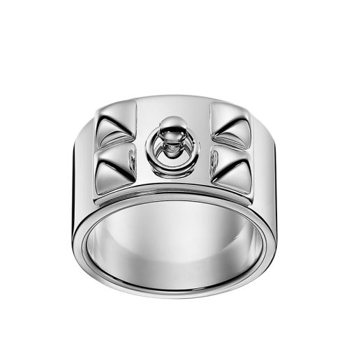HERMES/爱马仕 经典款Collier de Chien系列 925纯银项圈型戒指指环H106513B（新品首饰）
