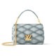（新品包包）Louis Vuitton/路易威登 23新款 女士中号灰蓝色菱形绗缝羊皮革扭锁翻盖单肩包 M24186