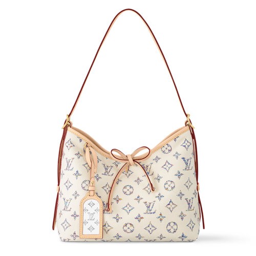 （新品包包）LV/路易威登24新款 女士小号米色帆布制印花手提包M24707