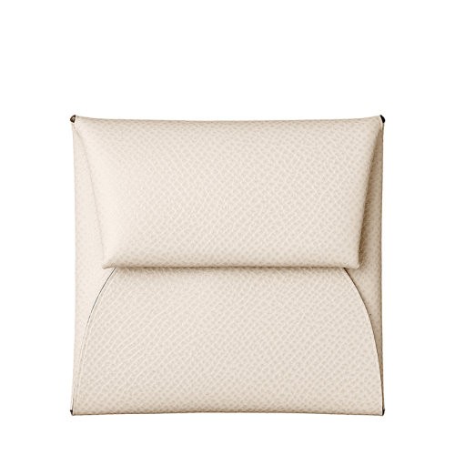 【包税】HERMES/爱马仕 Bastia系列 女士粉笔白小牛皮折叠按扣闭合零钱包H041054CK10