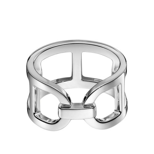 HERMES/爱马仕 经典Ever Chaîne d'Ancre系列 中号925银镂空戒指指环H116619B（新品首饰）